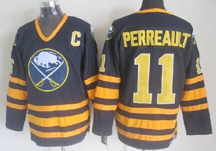 Buffalo Sabres #11 Gilbert Perreault Navy Blue Throwback CCM Jersey Buffalo Sabres #11 Gilbert Perreault Navy Blue Throwback CCM Jersey