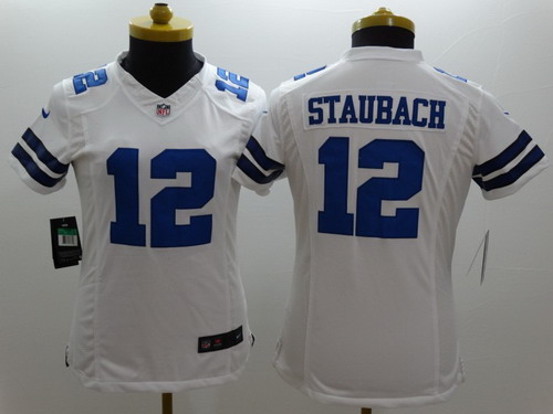 Nike Dallas Cowboys #12 Roger Staubach White Limited Womens Jersey Nike Dallas Cowboys #12 Roger Staubach White Limited Womens Jersey