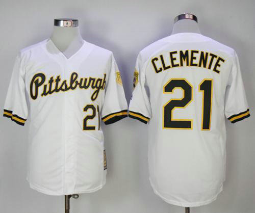 1990-1997 Pirates #21 Roberto Clemente White Throwback Stitched Baseball Jersey