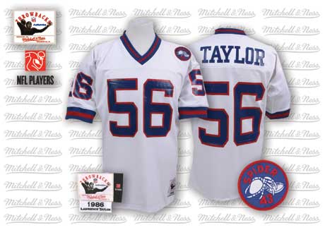 New York Giants #56 Lawrence Taylor White Throwback Jersey 