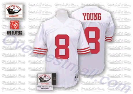 San Francisco 49ers #8 Steve Young White Throwbck Jersey 