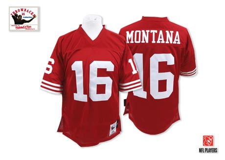 San Francisco 49ers #16 Joe Montana Red Throwback Jersey 