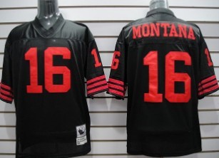 San Francisco 49ers #16 Joe Montana Black Throwback Jersey 