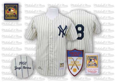 New York Yankees #8 Yogi Berra 1951 White Throwback Jersey New York Yankees #8 Yogi Berra 1951 White Throwback Jersey