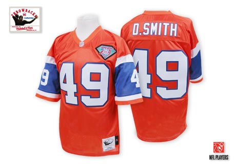 Denver Broncos #49 Dennis Smith Orange 75TH Throwback Jersey 