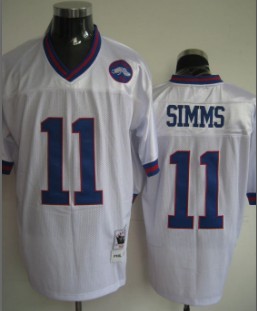 New York Giants #11 Phil Simms White Throwback Jersey 