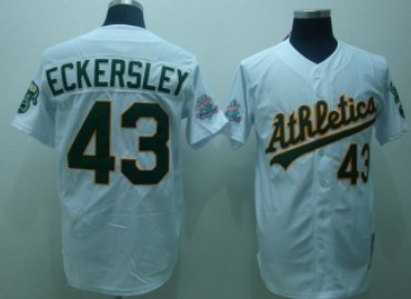 Oakland Athletics #43 Eckersley White Throwback Jersey Oakland Athletics #43 Eckersley White Throwback Jersey