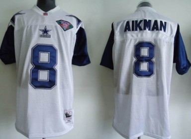 Dallas Cowboys #8 Troy Aikman White Thanksgivings 75TH Throwback Jersey