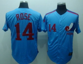 Montreal Expos #14 Rose Blue Throwback Jersey 