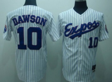 Montreal Expos #10 Andre Dawson White Pinstripe Throwback Jersey