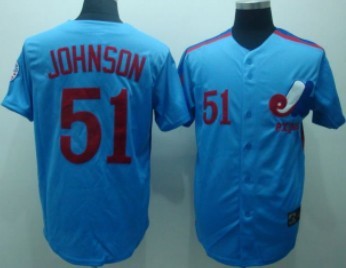 Montreal Expos #51 Johnson Blue Throwback Jersey 