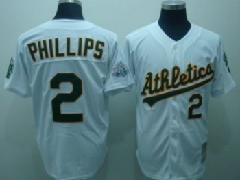 Oakland Athletics #2 Phillips White Throwback Jersey Oakland Athletics #2 Phillips White Throwback Jersey