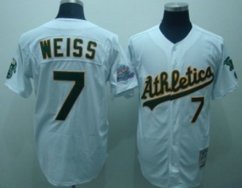 Oakland Athletics #7 Weiss White Throwback Jersey Oakland Athletics #7 Weiss White Throwback Jersey