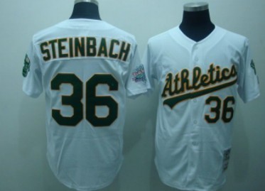Oakland Athletics #36 Steinbach White Throwback Jersey 