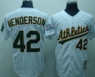 Oakland Athletics #42 Henderson White Throwback Jersey Oakland Athletics #42 Henderson White Throwback Jersey