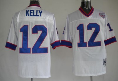 Buffalo Bills #12 Jim Kelly White Throwback Jersey 