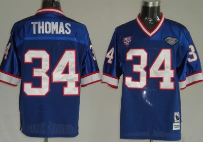 Buffalo Bills #34 Thurman Thomas Blue Throwback Jersey 