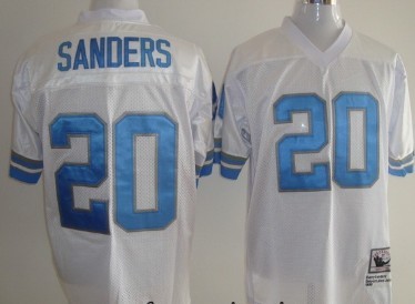 Detroit Lions #20 Barry Sanders White Throwback Jersey 