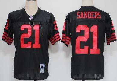 San Francisco 49ers #21 Deion Sanders Black Throwback Jersey