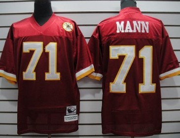 Washington Redskins #71 Mann Red Throwback Jersey