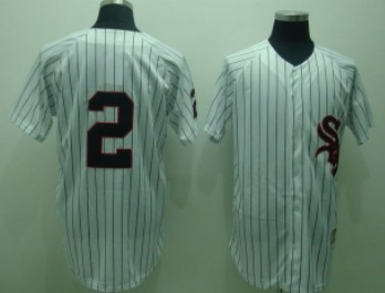 Chicago White Sox #2 Fox White Pinstripe Throwback Jersey 