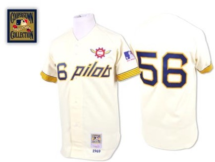 Seattle Pilots #56 Jim Bouton Cream Throwback Jersey 