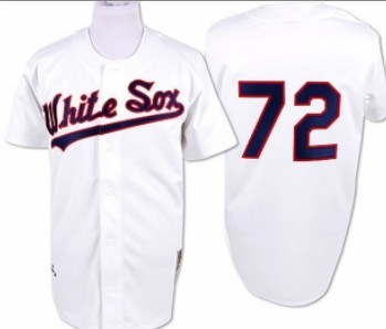 Chicago White Sox #72 Fisk White Buttons Throwback Jersey 