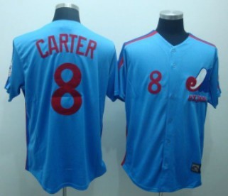 Montreal Expos #8 Gray Carter Blue Throwback Jersey 