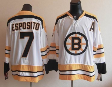 Boston Bruins #7 Phil Esposito White Throwback CCM Jersey Boston Bruins #7 Phil Esposito White Throwback CCM Jersey
