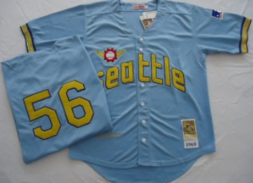 Seattle Pilots #56 Jim Bouton Light Blue Throwback Jersey