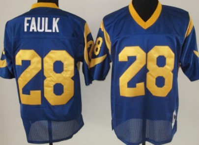 St. Louis Rams #28 Marshall Faulk Light Blue Throwback Jersey