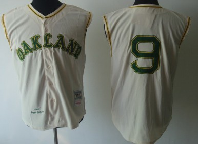 Oakland Athletics #9 Reggie Jackson 1968 Cream Throwback Jersey Oakland Athletics #9 Reggie Jackson 1968 Cream Throwback Jersey