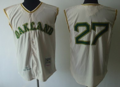 Oakland Athletics #27 Catfish Hunter 1968 Cream Throwback Jersey Oakland Athletics #27 Catfish Hunter 1968 Cream Throwback Jersey
