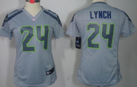 Nike Seattle Seahawks #24 Marshawn Lynch Gray Limited Womens Jersey Nike Seattle Seahawks #24 Marshawn Lynch Gray Limited Womens Jersey