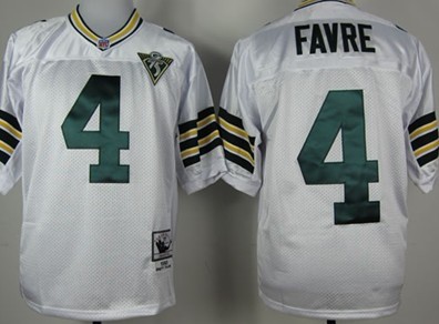 Green Bay Packers #4 Brett Favre White 75TH Throwback Jersey 