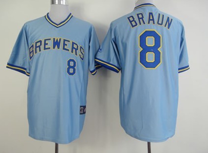 Milwaukee Brewers #8 Ryan Braun Light Blue Pullover Jersey Milwaukee Brewers #8 Ryan Braun Light Blue Pullover Jersey