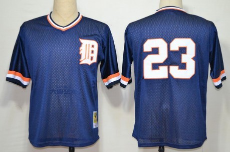 Detroit Tigers #23 Kirk Gibson Mesh Batting Practice Navy Blue Throwback Jersey 