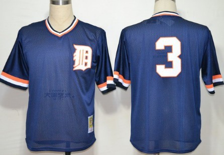 Detroit Tigers #3 Allan Trammell Mesh Batting Practice Navy Blue Throwback Jersey 