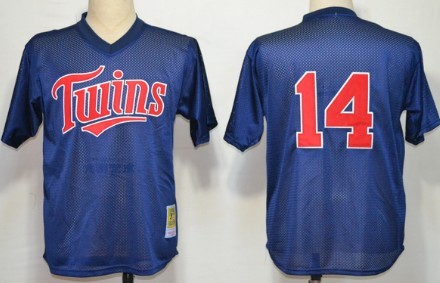 Minnesota Twins #14 Kent Hrbek Mesh Batting Practice Navy Blue Throwback Jersey Minnesota Twins #14 Kent Hrbek Mesh Batting Practice Navy Blue Throwback Jersey