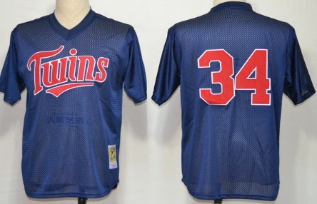 Minnesota Twins #34 Kirby Puckett Mesh Batting Practice Navy Blue Throwback Jersey Minnesota Twins #34 Kirby Puckett Mesh Batting Practice Navy Blue Throwback Jersey