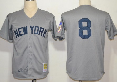 New York Yankees #8 Yogi Berra 1951 Gray Wool Throwback Jersey New York Yankees #8 Yogi Berra 1951 Gray Wool Throwback Jersey