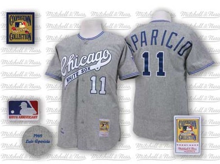 Chicago White Sox #11 Luis Aparicio 1969 Gray Wool Throwback Jersey 