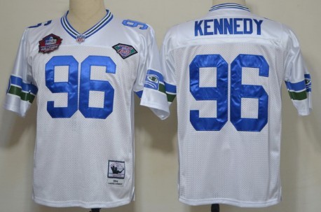 Seattle Seahawks #96 Cortez Kennedy Hall of Fame White Throwback Jersey 