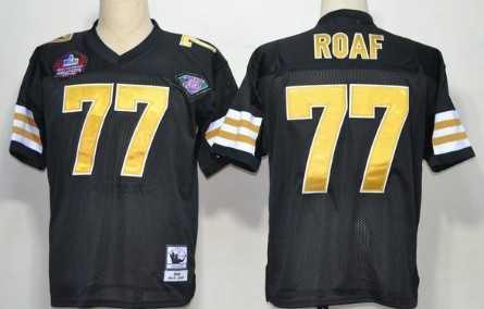 New Orleans Saints #77 Willie Roaf Hall of Fame Black Throwback 75TH Jersey 