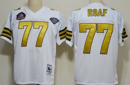 New Orleans Saints #77 Willie Roaf Hall of Fame White Throwback 75TH Jersey 