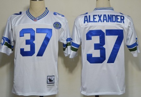 Seattle Seahawks #37 Shaun Alexander White Throwback Jersey