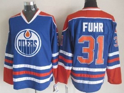 Edmonton Oilers #31 Grant Fuhr Royal Blue Throwback CCM Jersey Edmonton Oilers #31 Grant Fuhr Royal Blue Throwback CCM Jersey