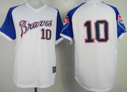Atlanta Braves #10 Chipper Jones 1974 White Pullover Jersey