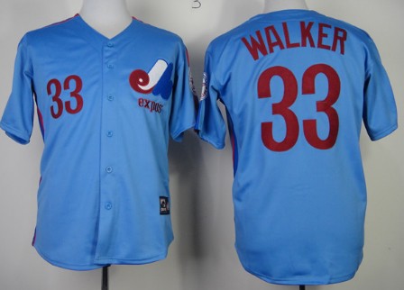 Montreal Expos #33 Larry Walker Blue Throwback Jersey Montreal Expos #33 Larry Walker Blue Throwback Jersey