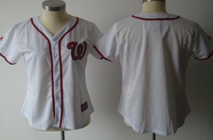 Women's Washington Nationals Customized White With Red Jersey Women's Washington Nationals Customized White With Red Jersey
